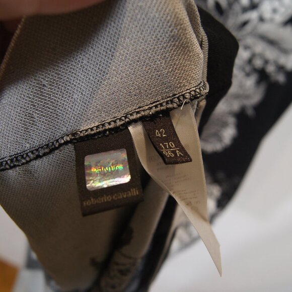 Roberto Cavalli Black White Floral Midi Dress | Italian Designer - Picture 9 of 9